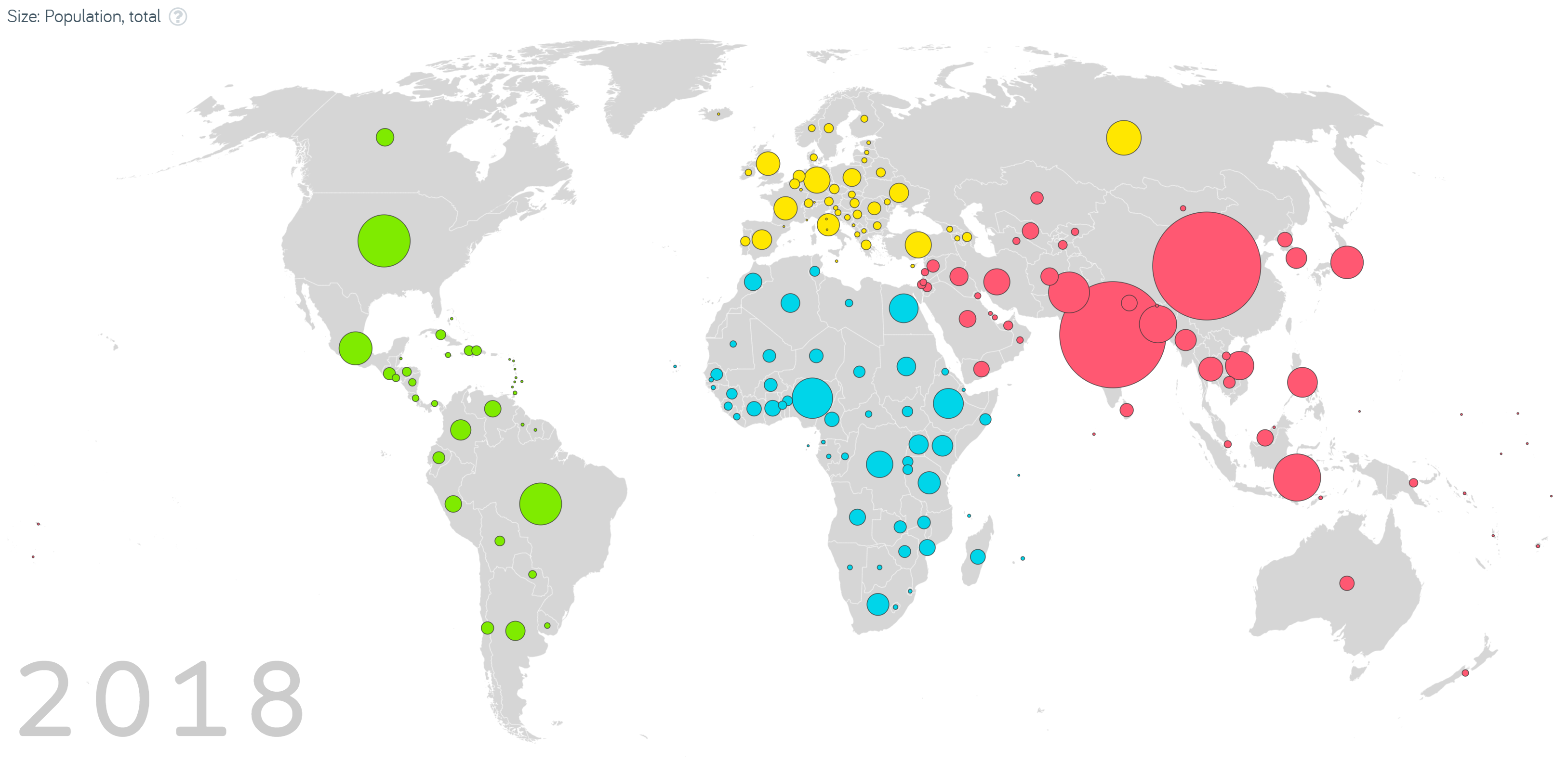 Screenshot from Gapminder Foundation’s interactive map of total population size by country (Gapminder Foundation 2020).