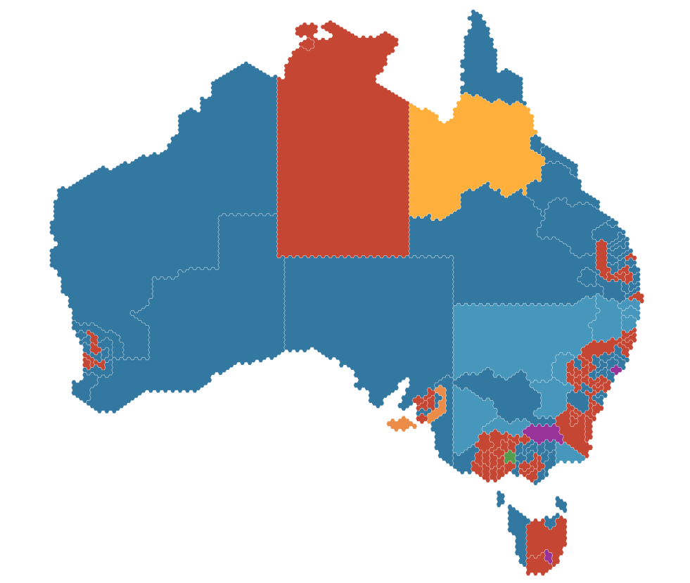 The 2019 Australian Federal Election results (The Guardian 2019).